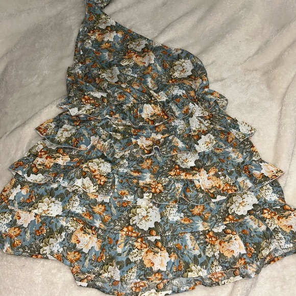 😍Shein Floral Dress with Blue and Orange Accents size medium - Picture 1 of 6